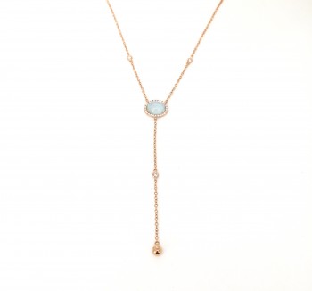 18K moonstone diamond bezel chain lariat necklace