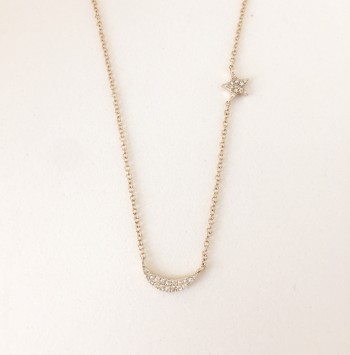 Diamond moon and star necklace