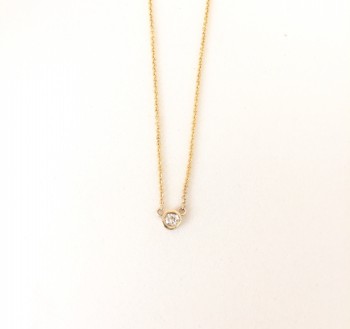 Petite diamond solitaire bezel necklace