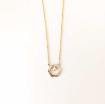 Hexagon Petite Diamond Prong Necklace