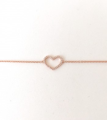 14K gold open heart diamond bracelet