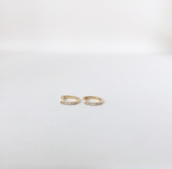 14K diamond huggies