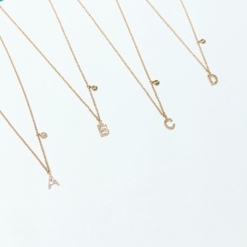 diamond initial petite bezel diamond necklace