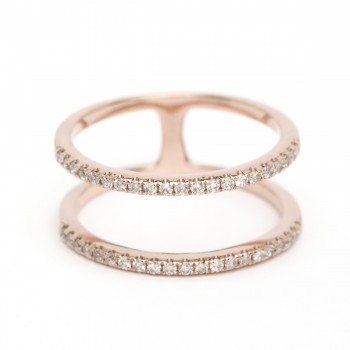Diamond double spiral ring