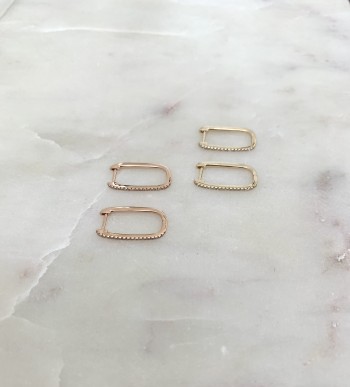 Open Diamond Rectangle Hoop Earrings
