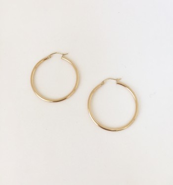 14K Yellow Gold 1.5" Hoop Earrings