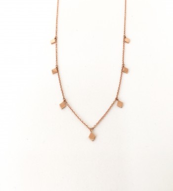 14K Gold Diamond Shape Droplet Choker Necklace 