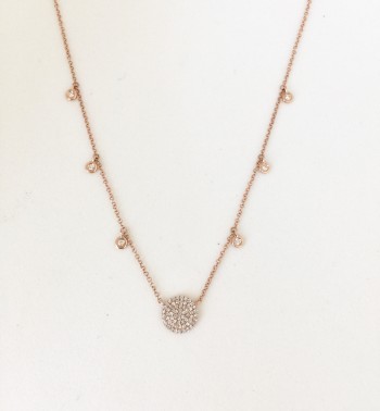 diamond disc bezel drip necklace