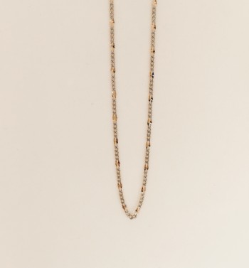 14K solid gold two tone yellow and white figaro chain