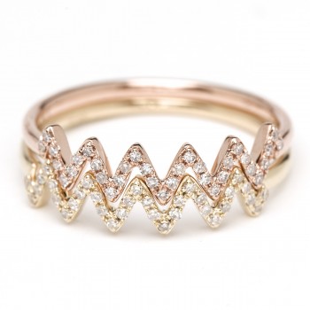 Diamond ziggy stack ring