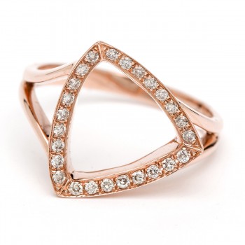 14K Rose gold champagne diamond open triangle ring