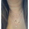 14K 5 diamond bezel droplet necklace