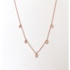 14K 5 diamond bezel droplet necklace