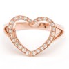 14K Rose gold champagne diamond open heart ring